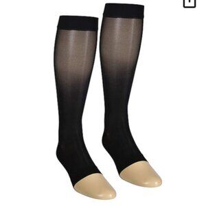 Open-Toe Sheer Knee-High Compression Stockings, 15-20 mmHg, NWT